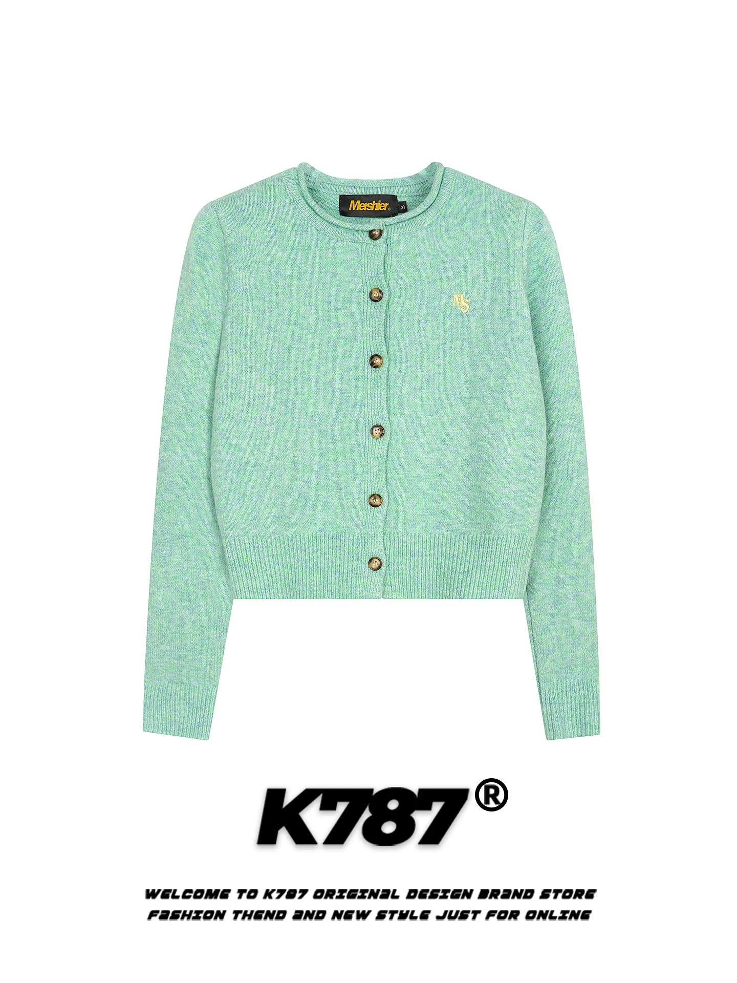 

Кардиган-свитер K787 в американском ретро-стиле, однотонный, с круглым вырезом, на пуговицах, женский, повседневный, для отдыха и работы, вязаный жакет