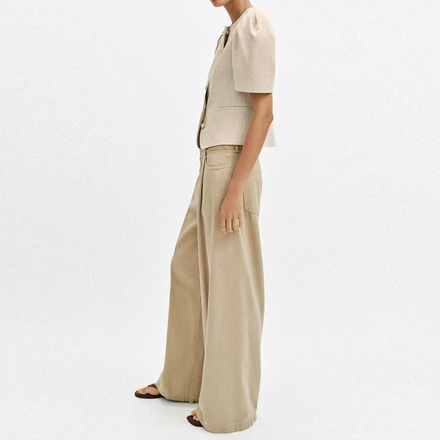 Fashionable round Neck Bubble Short Sleeve Commute Suit Jacket Women's New Arrival 2026 Summer Outerwear Standard Fit ZADATA