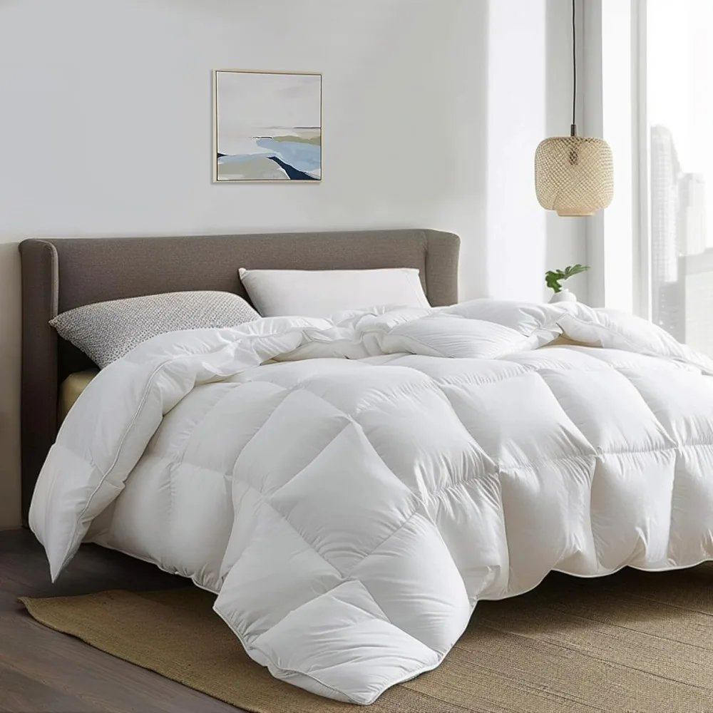 

Down Fiber Comforter, All Season Duvet Insert, Luxury Fluffy Bed Comforter Cotton Thread Count Shell, Down Feather Fiber