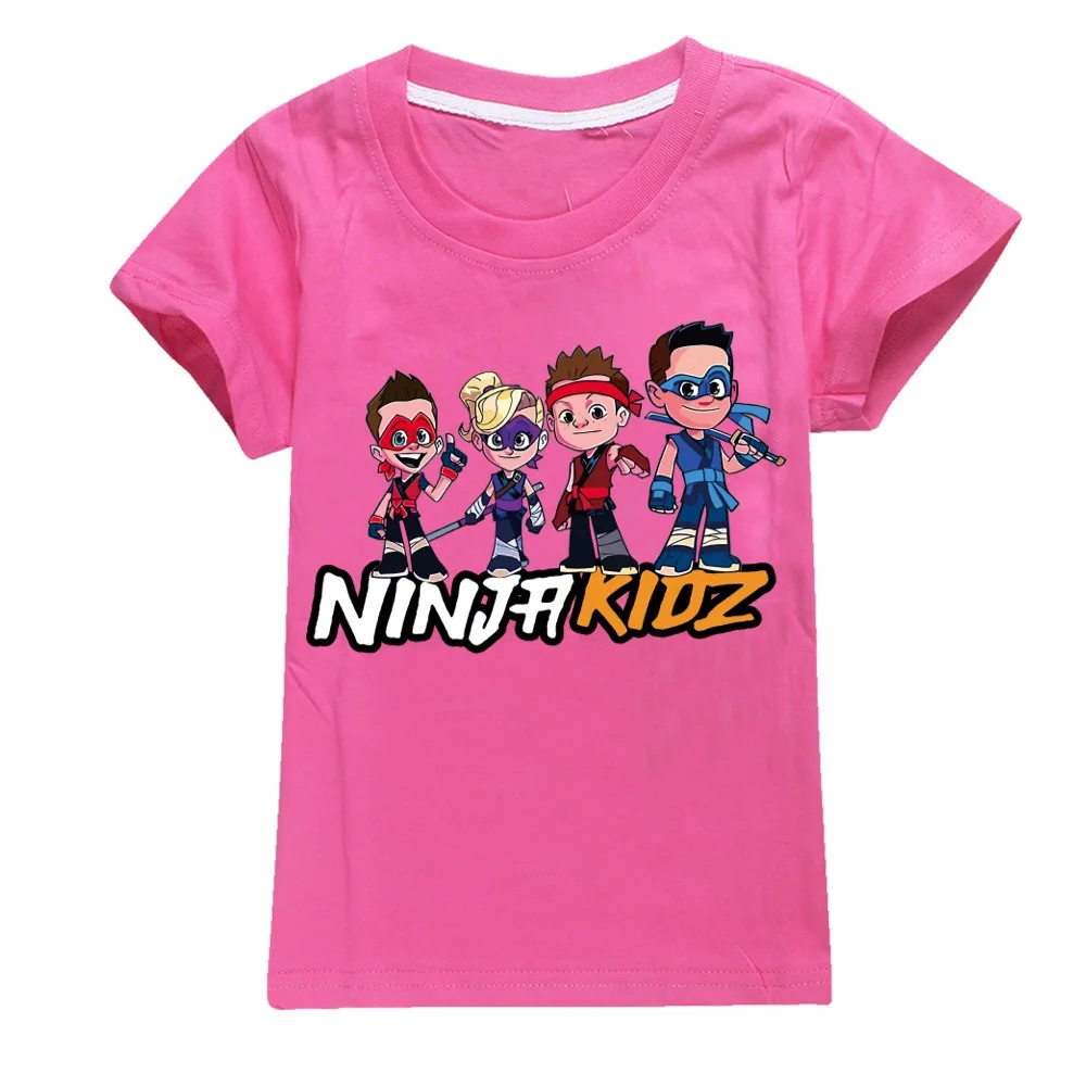 Ropa de verano para bebés, niños y niñas, camiseta de manga corta NINJA para niños, camisetas de algodón