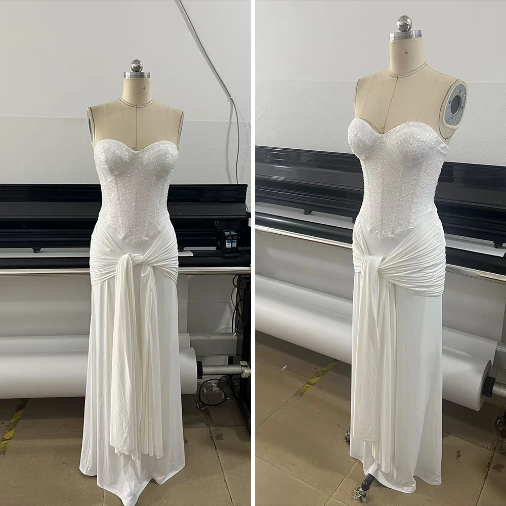 Vestido largo elegante sin tirantes con hombros descubiertos y lentejuelas escalonadas, vestido de noche con cinta y nudo, vestido de fiesta de cóctel
