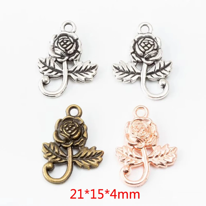 50pcs 21*15MM ZAKKA Grocery Creative Vintage Plant Element Sunflower Charm Handmade DIY, Bronze Popular Necklace Jewelry Pendant