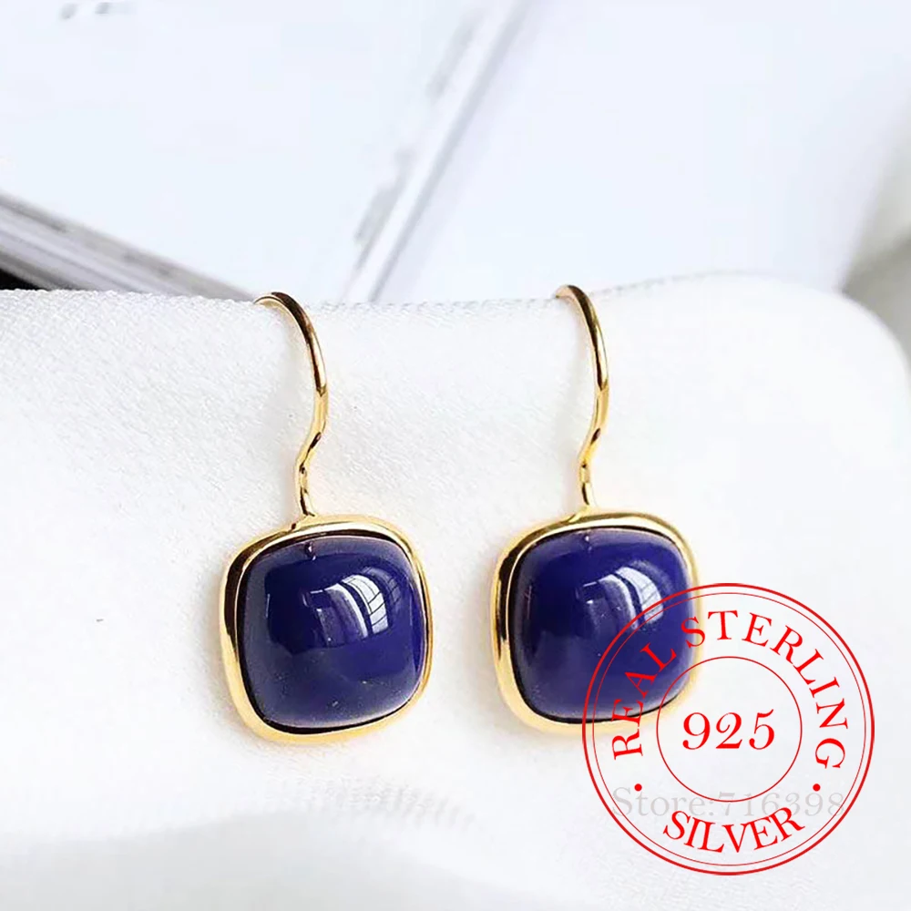 925 Sterling Silber Schmuck, 18 Karat vergoldet, Vintage-Stil, natürliche Jade-Tropfenohrringe für Frauen, Hochzeit, Party, Schmuck für Freunde, Geschenk