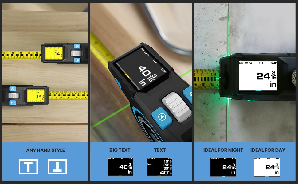 Imagem -05 - Fita Métrica Digital 3-em1 Bluetooth Laser Fita Display Digital Estender-laser para Localização Bateria Embutida Acegmet-dtx10