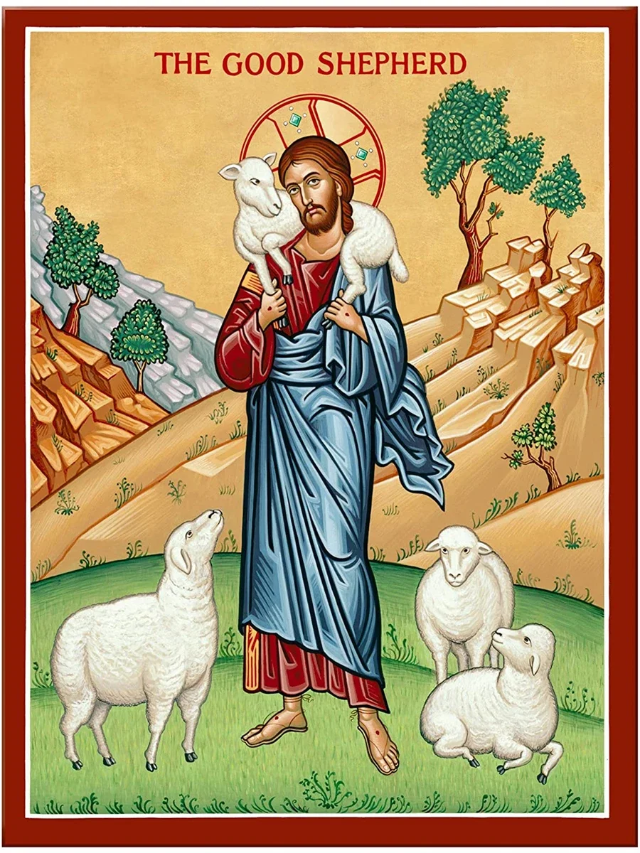 Sheep Jesus Good Shepherd Monastery Icon Meadow By Ho Me Lili Shower Curtain With Hooks Bathroom Decor