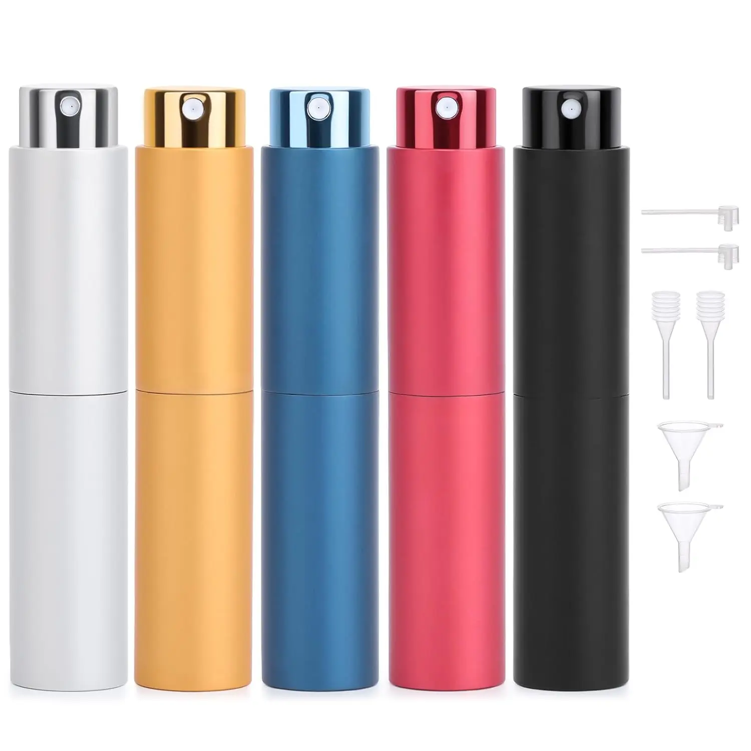 

5PCS Mini Perfume Spray Bottle Empty Liquid Cosmetic Dispenser Portable Rotary Refillable Travel Toiletries Fragrance Containers