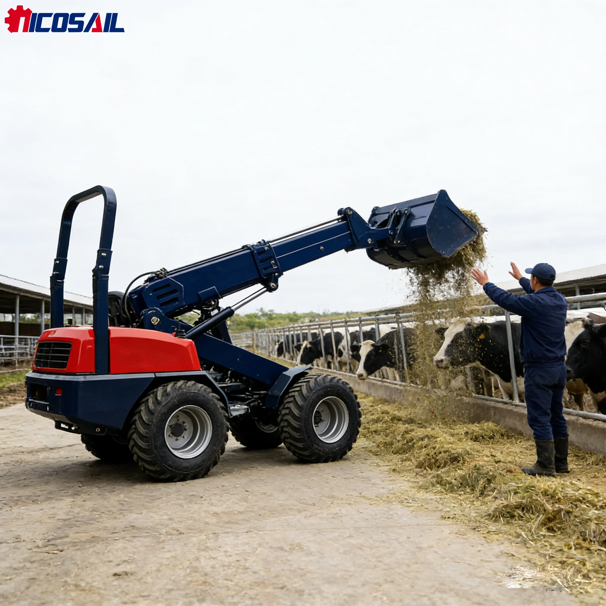 

1-ton multifunctional telescopic loader CE certified 800kg construction farm telescopic loader
