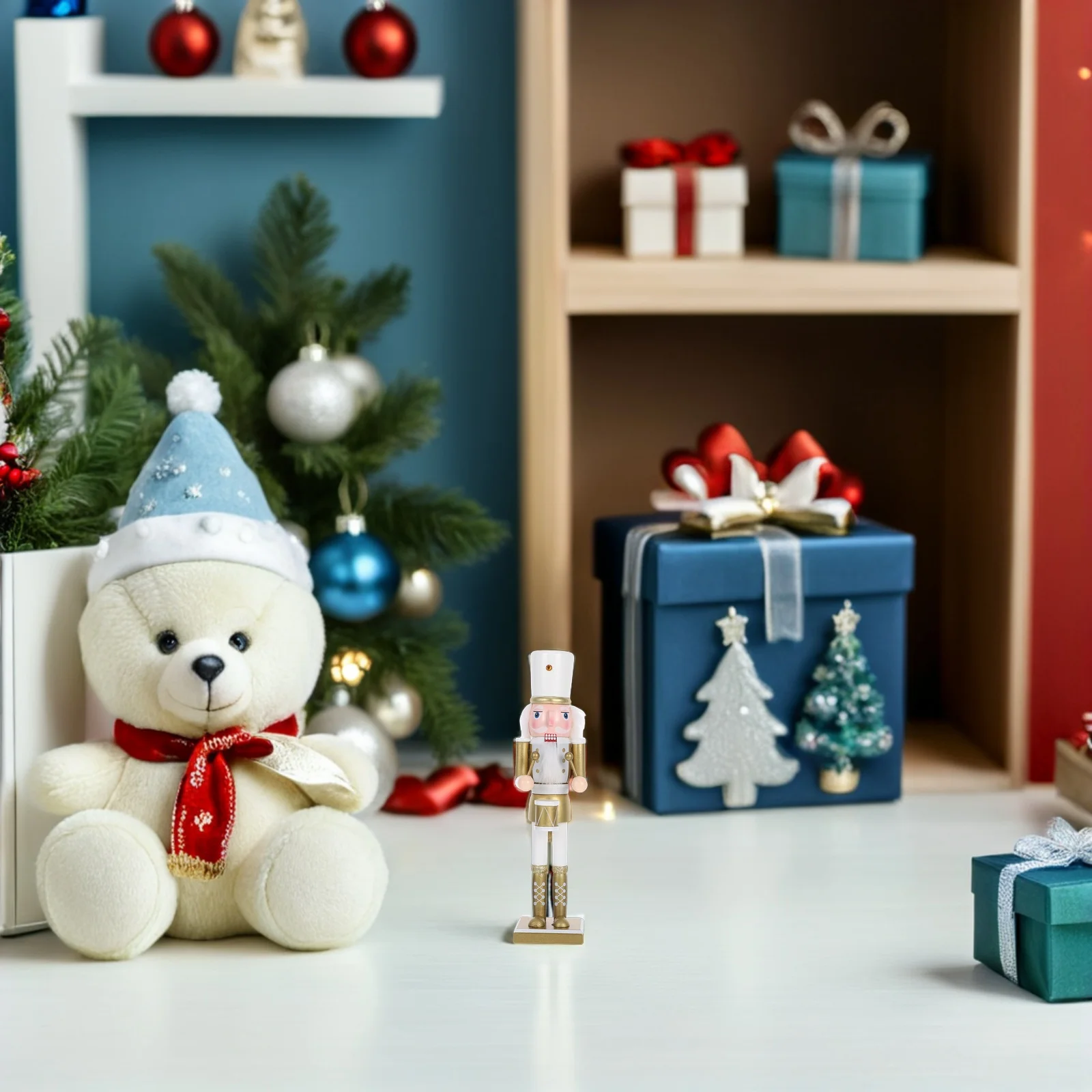 

38Cm Christmas Nutcracker Figure Wooden Soldier For Shelves Desktop Holiday Display Nutcracker Tabletop Decoration