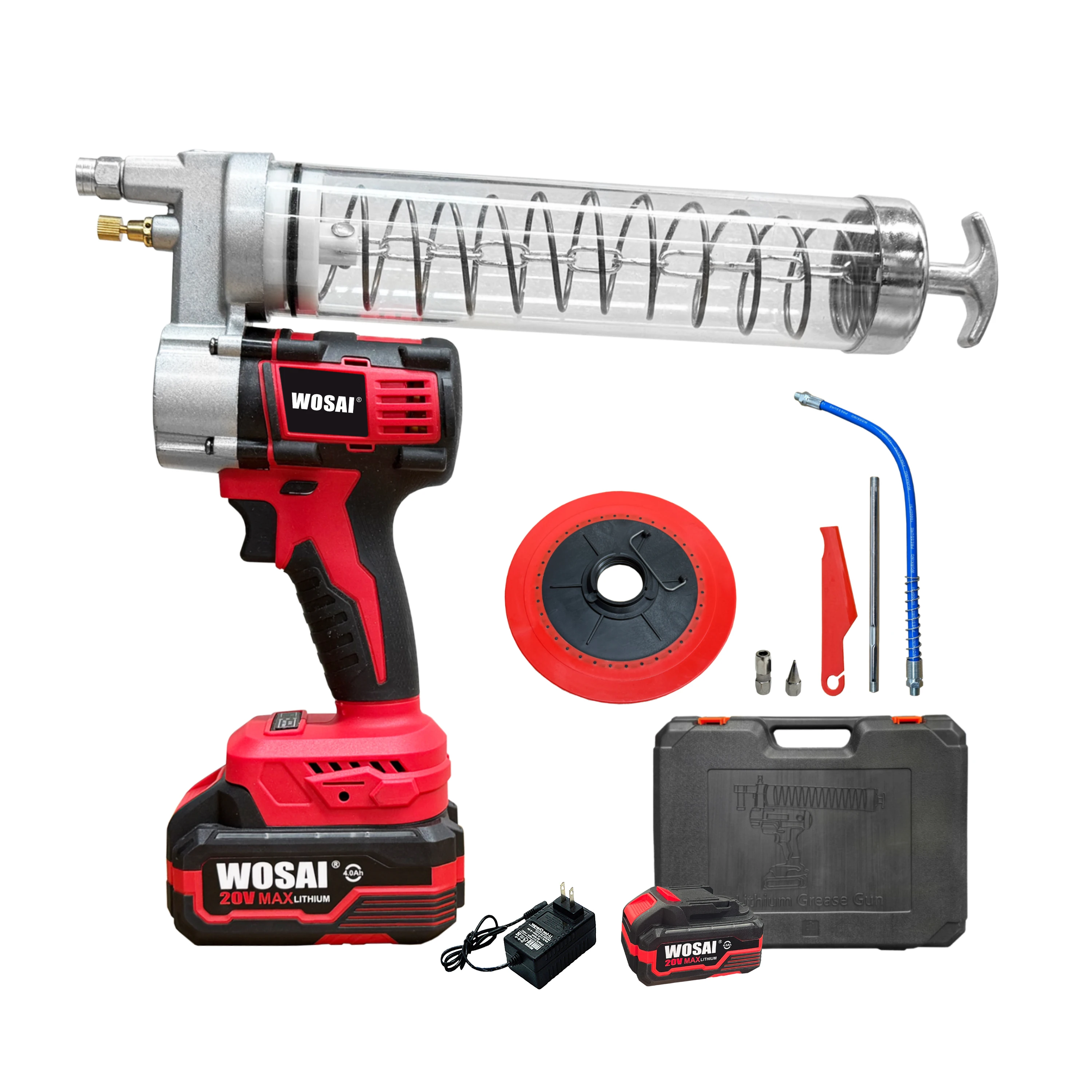 

High Pressure Hose 9000 PSI Professional Electric Battery Powered Cordless Grease Gun Kit with Carrying Case