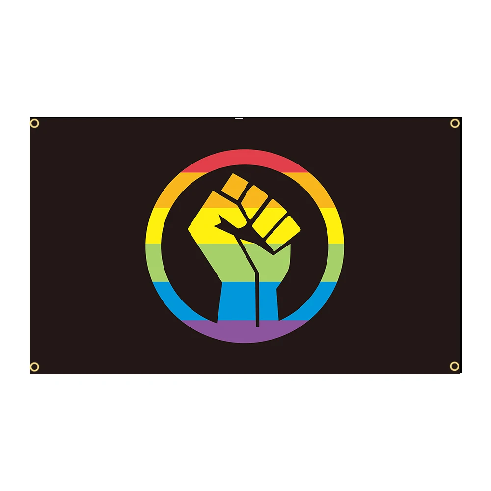 90*150CM Flags 3x5  Lgbt Gay Pride Rainbow Fist Power Flag Decoration Banner
