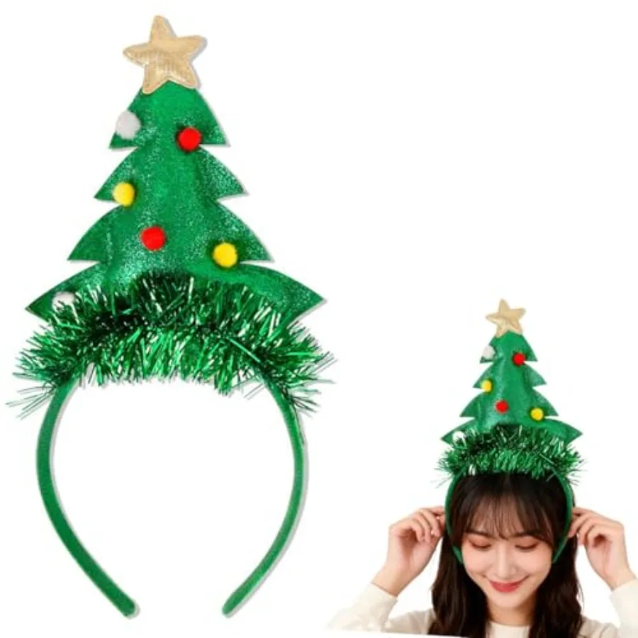 عصابة رأس على شكل شجرة عيد الميلاد - عصابات رأس لطيفة لعيد الميلاد للنساء لمستلزمات تزيين الشعر في حفلات أعياد الميلاد #1