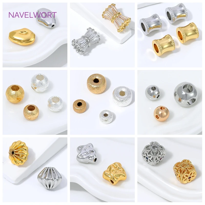 18K Gold Plated Hollow Filigree Spacer Beads,Brass Metal Square Loose Bead,Separator For Beads,DIY Jewelry Making Accessories view 6