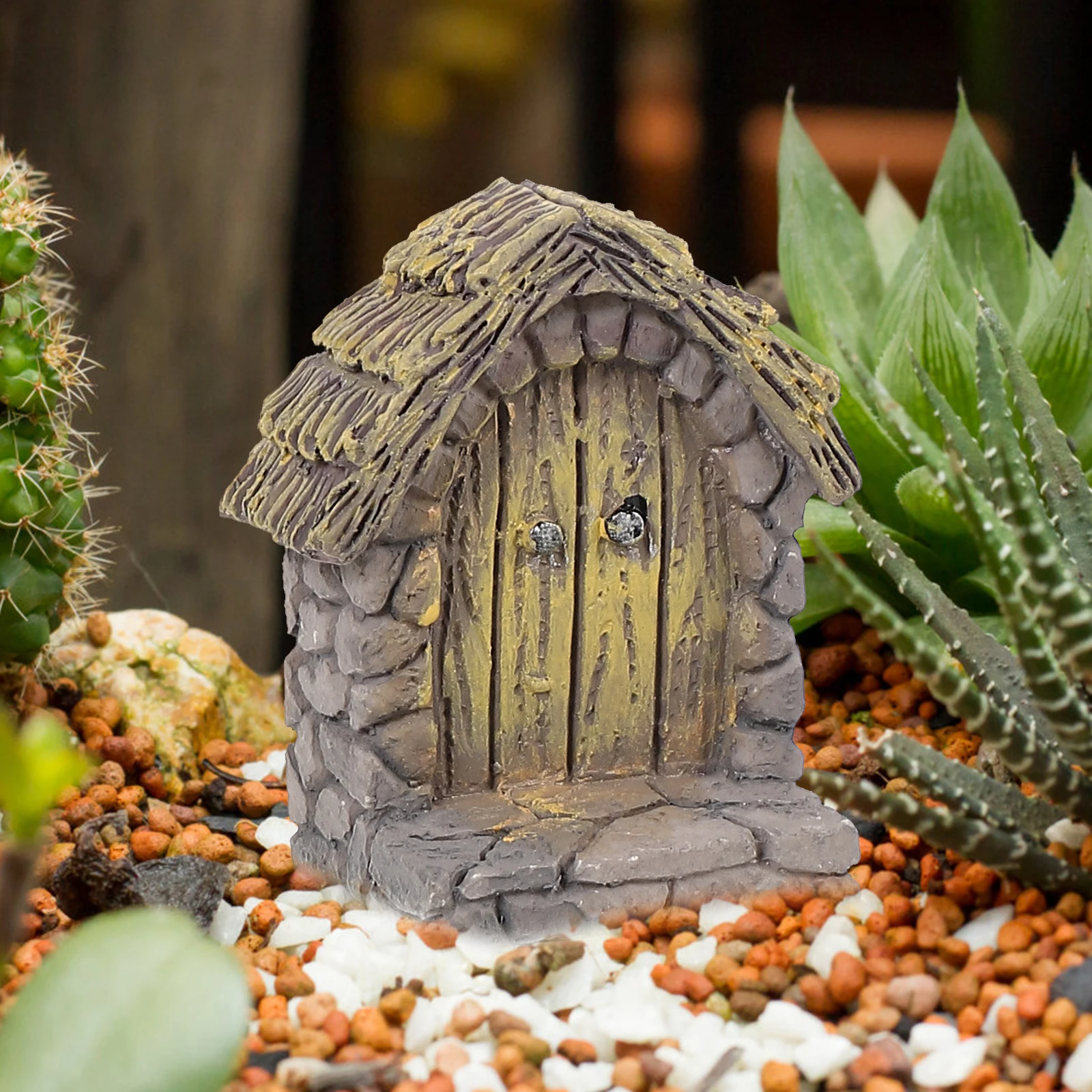 

3 Pcs Resin Simulated Small Wood Doors Tree Decor Bonsai Miniature Micro Landscape Accessories Gardening Fairy Door Home Tiny