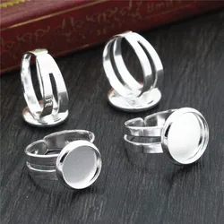 10pcs 8 10 12mm Bright Silver Plated Children Ring Adjustable Ring Settings Blank/Base,Fit 8-12mm Glass Cabochons