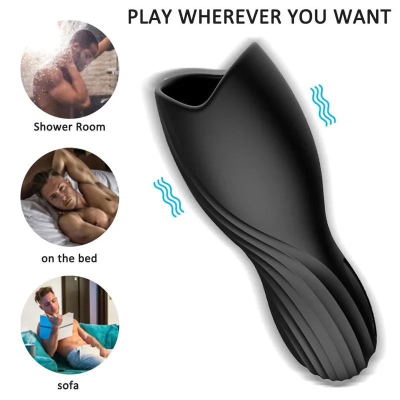 Automatic Male Masturbator Cup Black 10 Speed Vibrator Penis Delay Trainer Massager Glans Stimulate 18+ Adult Sex Toys For Men