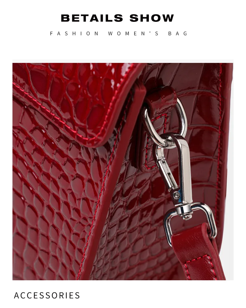 Aidrani Damen Echtleder-Umhängetasche mit Klappdeckel - Crossbody- und Schulterstil, Krokodilmuster-Kissen-Tasche – Detail 13
