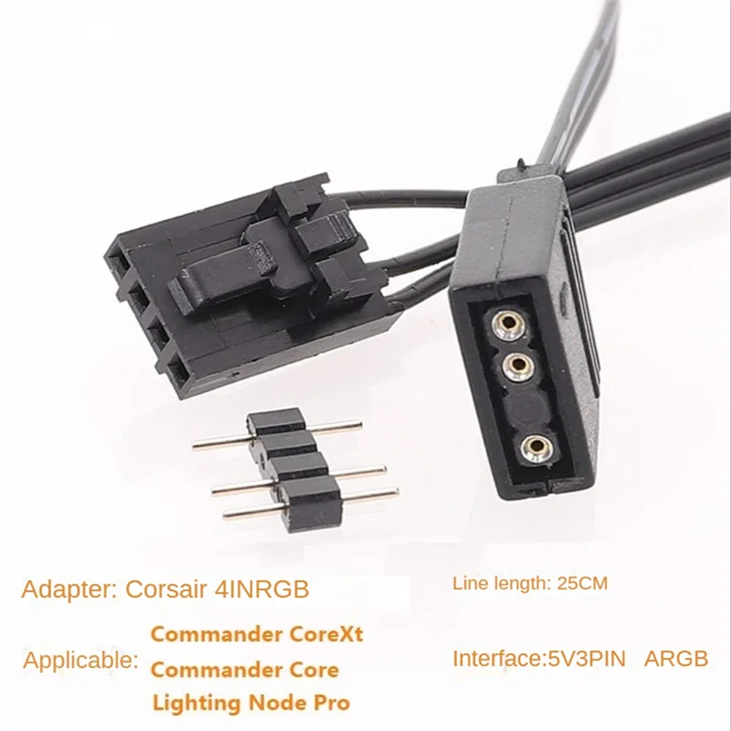 New For Corsair 4PIN RGB to Standard ARGB 3-Pin 5V Adapter Connector RGB Cable 25cm