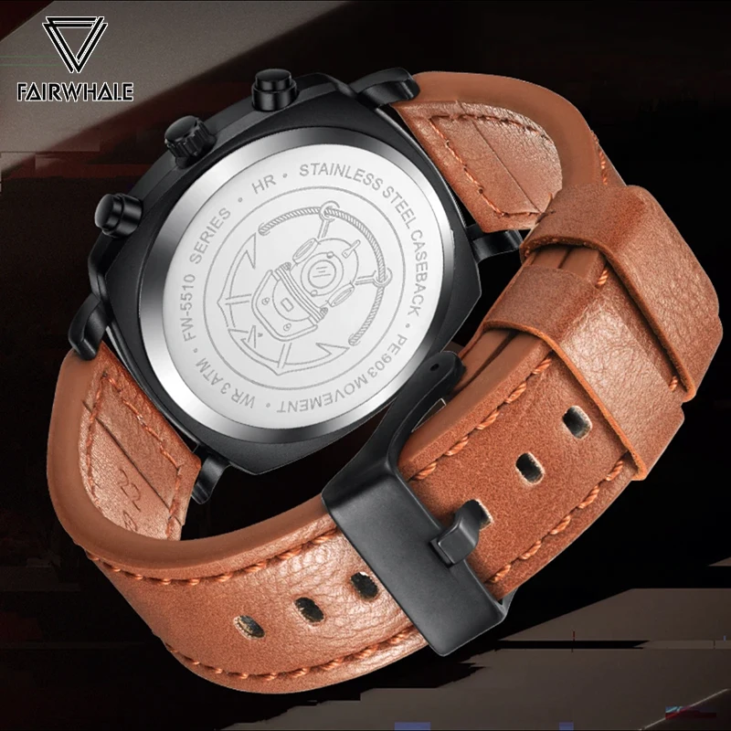 Hot Mark Fairwhale Fashion Sports orologi da polso al quarzo cronografo da uomo impermeabile Back Light Watch Men Date Clock Reloj Hombre