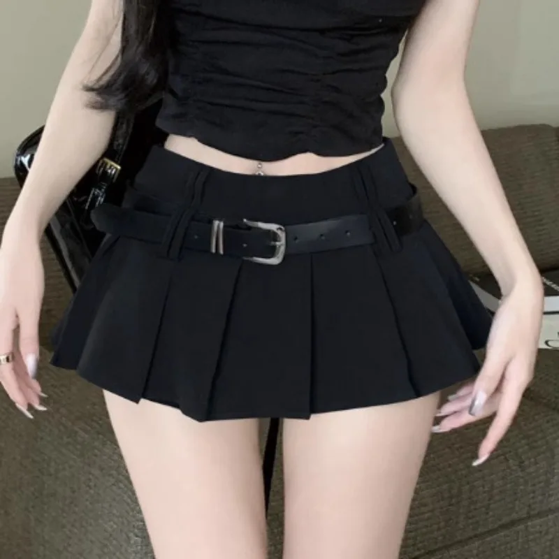 Streetwear Skirts for Women Mini Sexy Summer Hot Girls Clothing All-match Minimalist Design Solid Fashion Korean Style Pleated