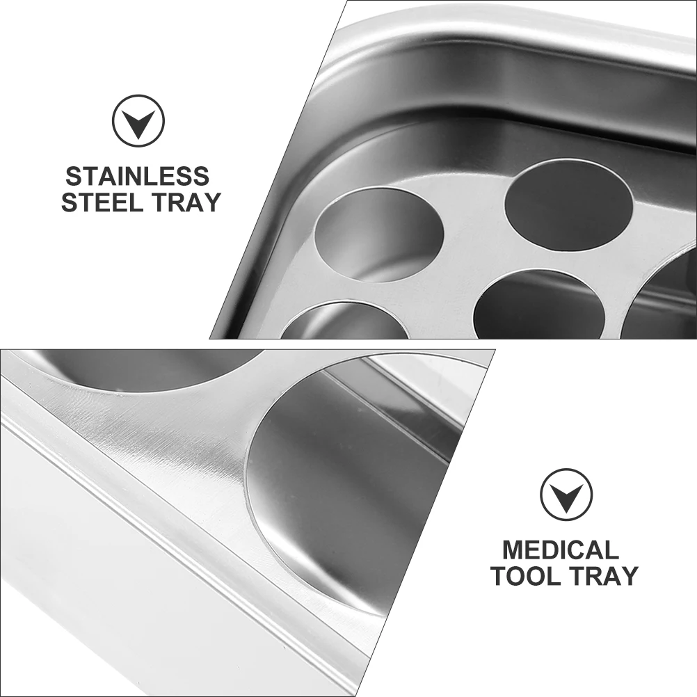 

1pc Stainless Steel Disinfection Tray 201 Medical Tool Plate Rust Resistant Round Edge Easy Cleaning Dressing for Clinic