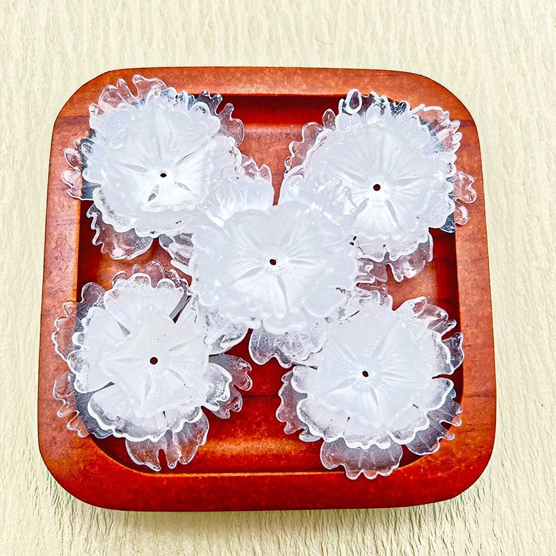 

Минимальный заказ, 10 шт./лот, белый цвет, принт, 44 мм, мультяшные цветы, цветочные бусины ручной работы, ювелирные изделия своими руками, аксессуары для волос, одежда