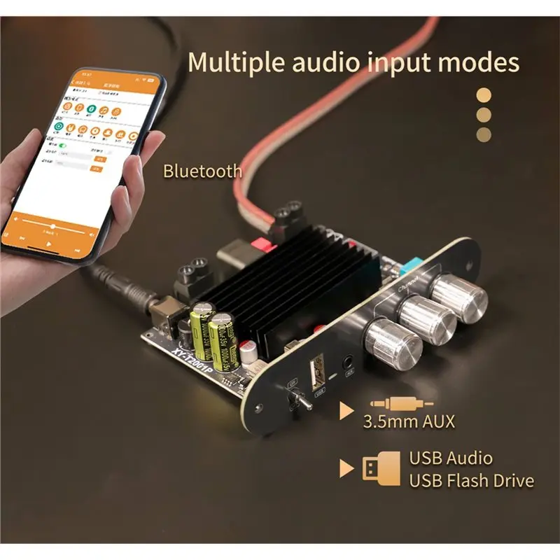CJSD-T2001P 200W Digital Amplifier Board With TPA3221 Chip Bluetooth AUX USB Flash Drive Support USB APP Control DC12-30V