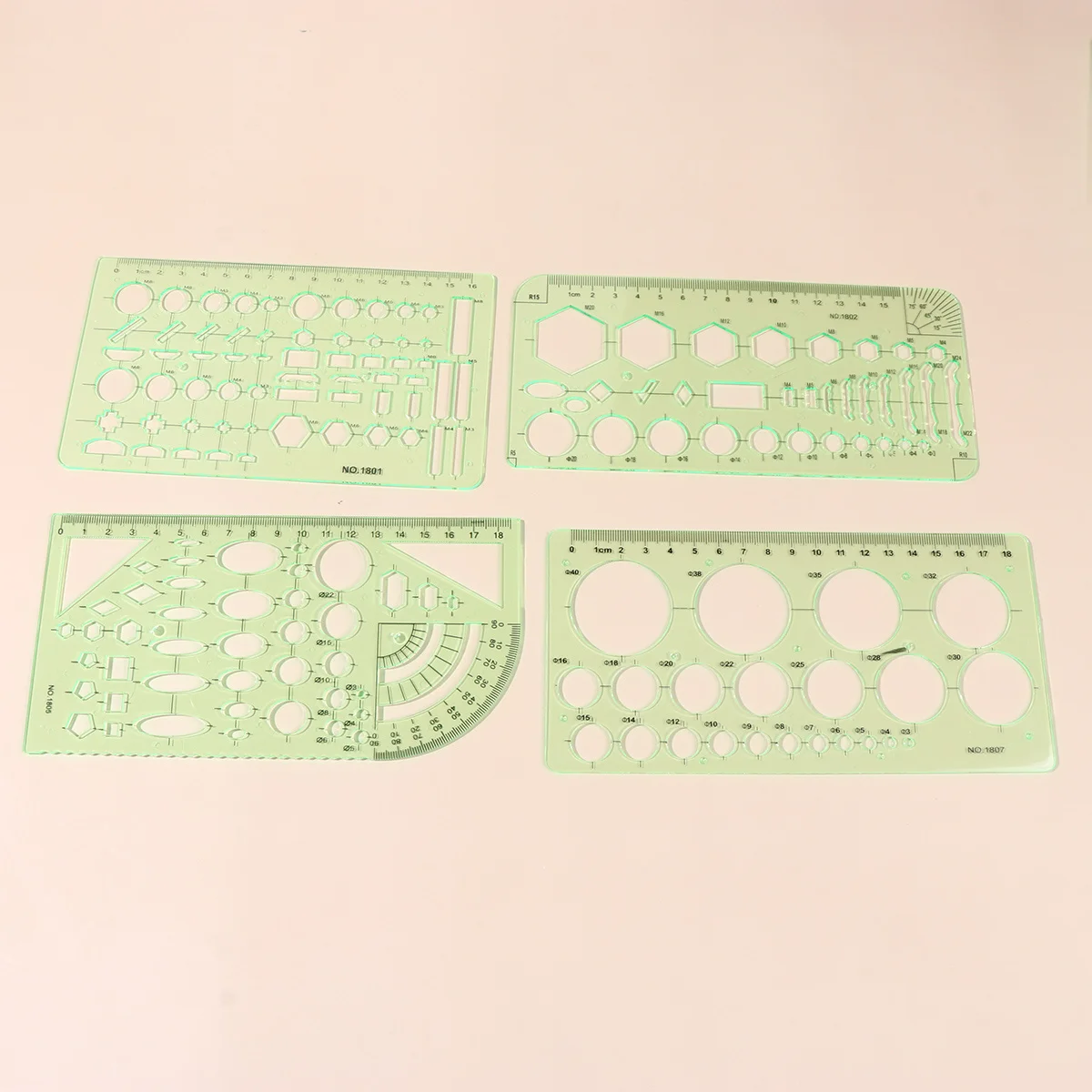 

1Set Transparent Drawing Templates with Clear Scale Pattern for Architecture Art Design School Office Supplies Light Green