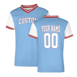 Blue Football Jersey Soccer Shirts Men Custom T-shirt Sportwear Sport Soft Breathable Clothing Fast Drying Training Wear