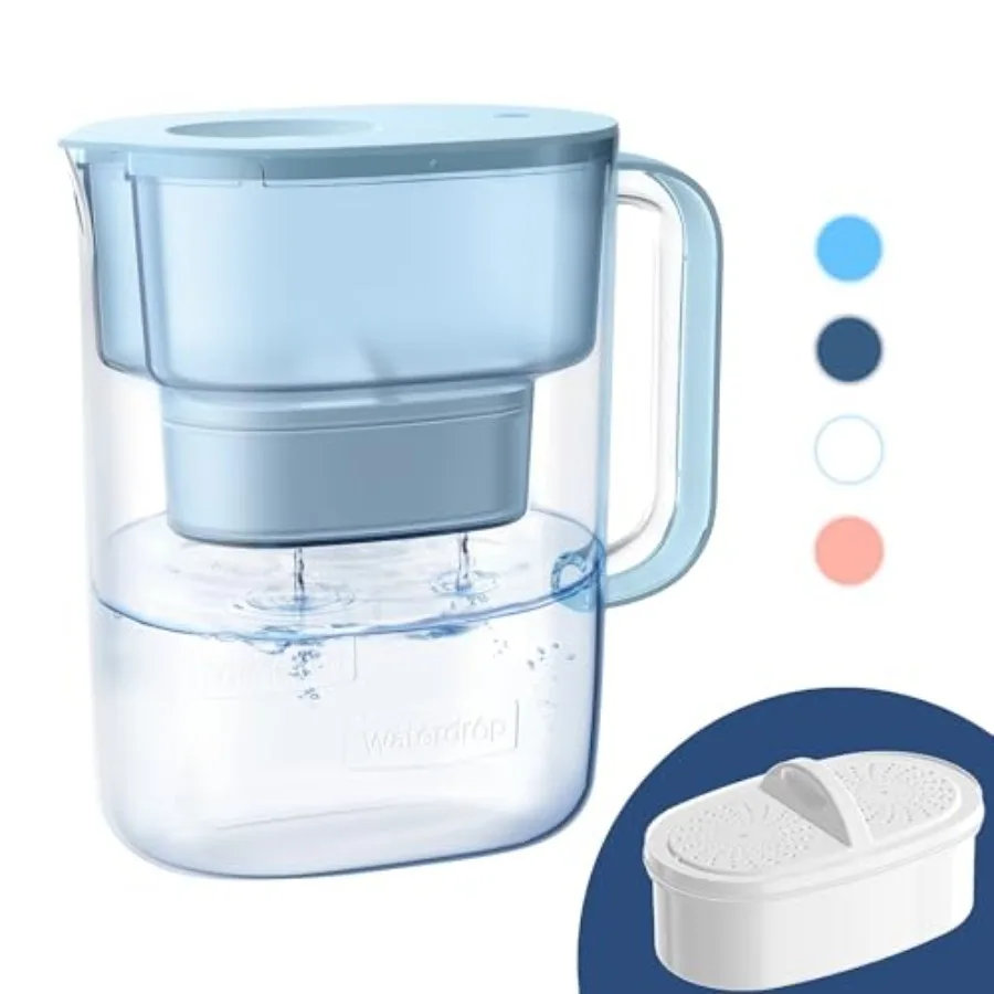 

PT-07B Water Filter Pitcher, 10-Cup, NSF Certified, 200-Gallon Long-Life Filter, Improves Coffee and Tea Taste, Reduces PFOA/PF