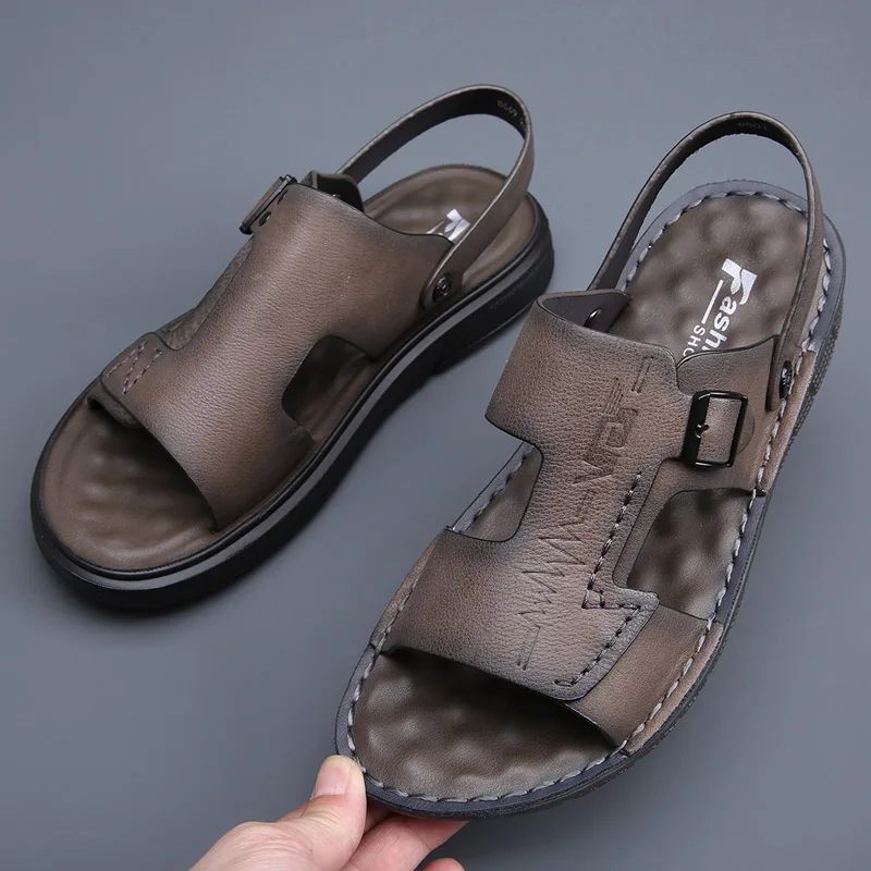 

Men's sandals, leather, summer sneakers, slippers, men's sandals, soft slippers, casual beach shoes 38-44