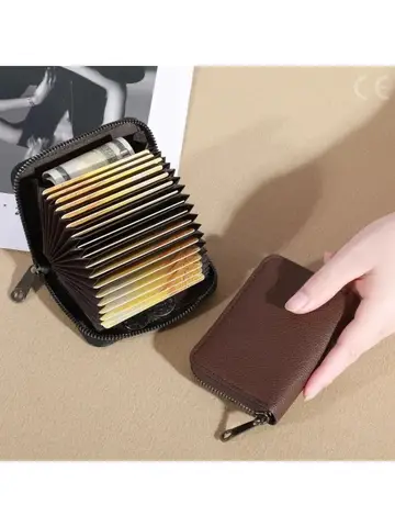 20 Detents Cards Holders PU Business Bank Credit Bus ID Card Holder Cover Coin Pouch Anti Demagnetization Wallets Bag Organizer