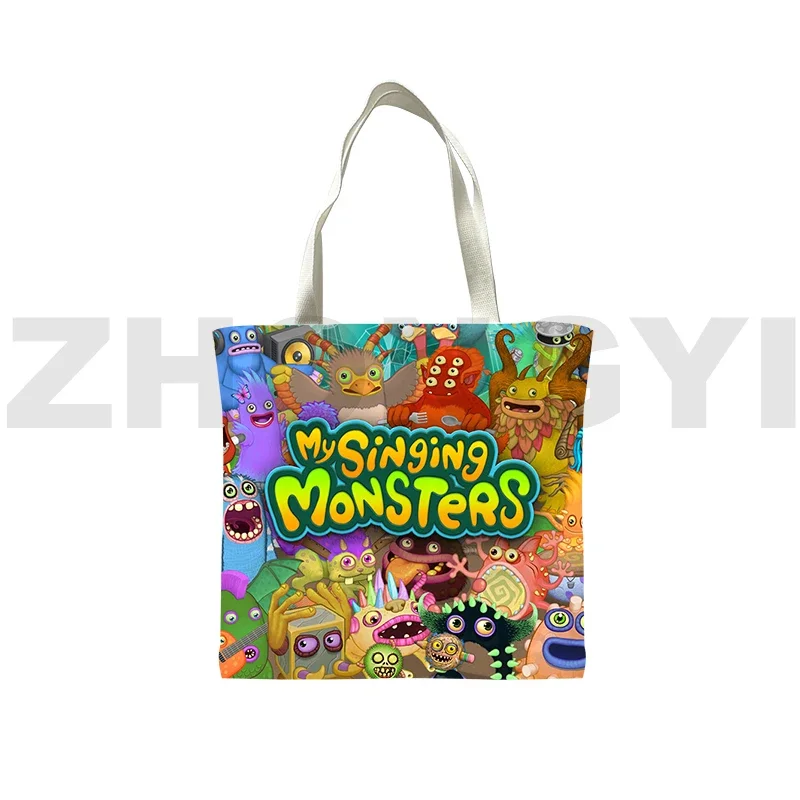 Game My Singing Monsters 3D Tote Bags for Women Anime Crossbody Bags High Quality Canvas Handbags Students Cartoon Shoulder Bag