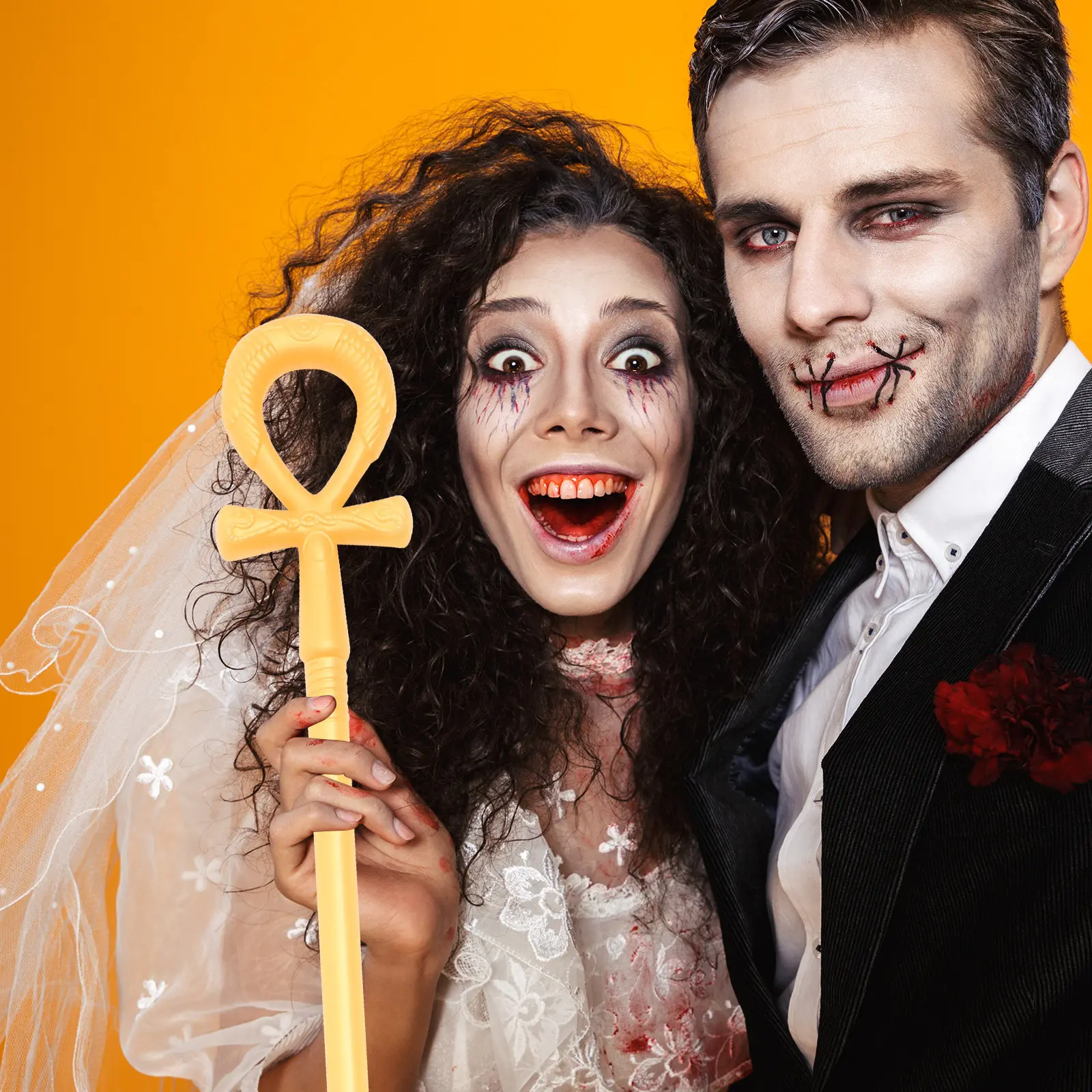 

Пластиковый скипетр-трость для косплея Фараона на Хэллоуин, аксессуар для костюма, товары для вечеринок, украшение, скипетр на Хэллоуин