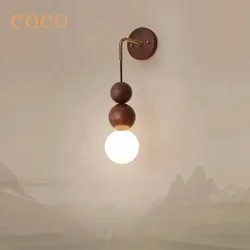 Wabi Sabi Lamp Walnut Wood Wall Light LED Nordic Home Decoration Living Room Bedhead Corridor Balcony Decoration Lighting
