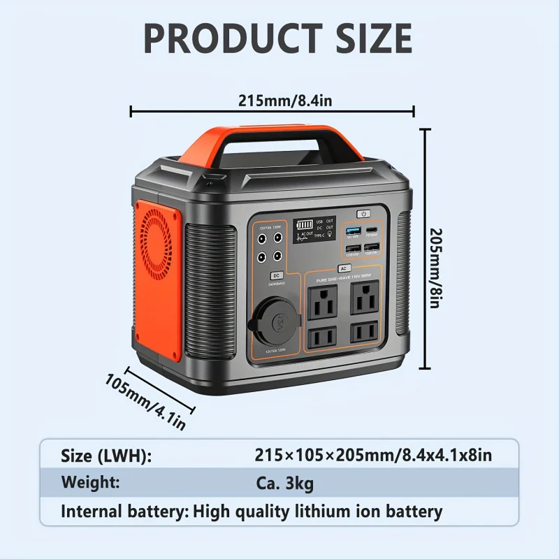 Portable Power Station, 300W 296Wh Solar Generator Fast Charging/110V AC Outlet/DC Port and LED Flashlight