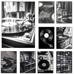 Vintage Vinyl Records Player Black White Posters and Prints Canvas Printing Music Wall Art Picture for Living Room Home Decor