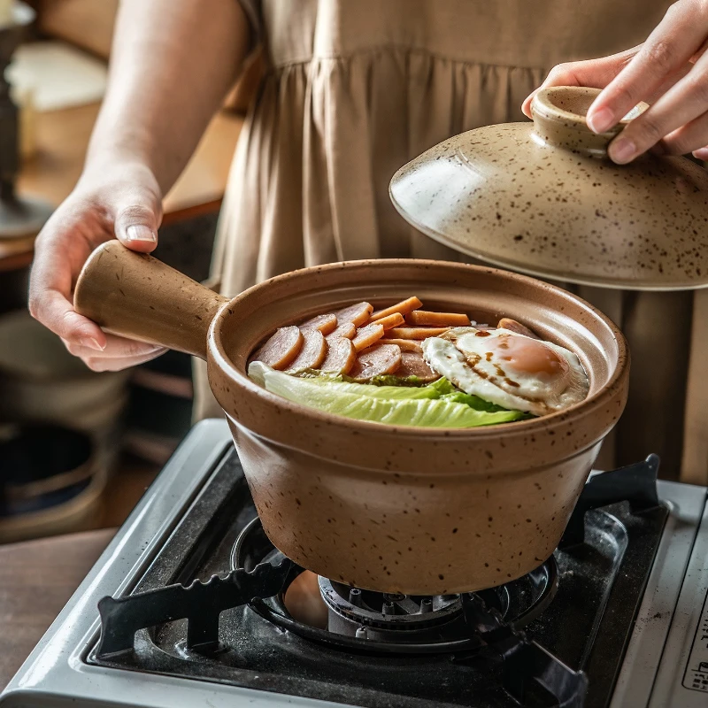 

LTT Practical Single Handle Casserole Ceramic Pot with Lid Household High Temperature Resistant Soup Stew Pot