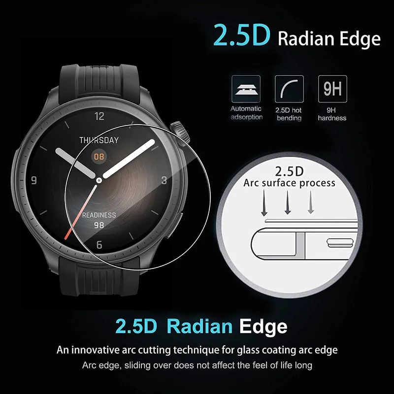 5PCS สมาร์ทวอท์ชป้องกันหน้าจอสําหรับ Amazfit BALANCE รอบกระจกนิรภัย HD CLEAR Anti-Scratch ป้องกันฟิล์ม