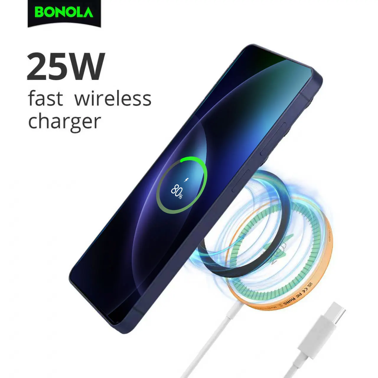 Bonola Magnetic Wireless Charger 25W for Galaxy S26 Ultra 15W Fast Charging for S25/S24/S23/S22 Ultra/Plus Magnetic Charging Pad