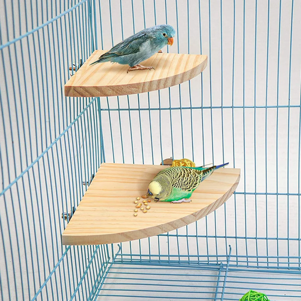 Parrot Bird Wood Perch Stand Platform Rectangle Fan-shaped Shelf Stand Board For Cockatiel Hamster Gerbil Rat Budgie Parakeet