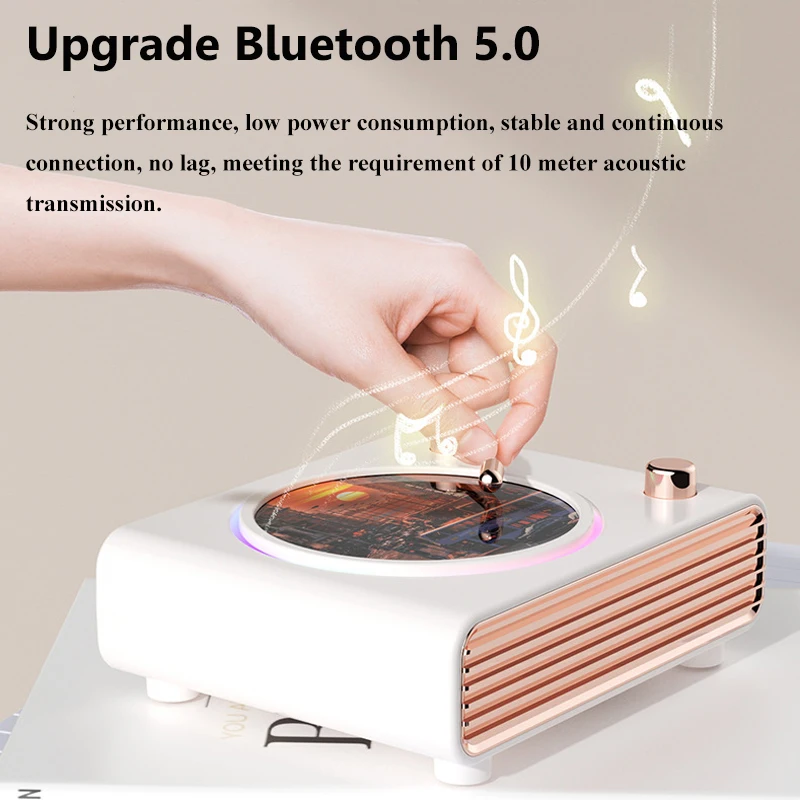 Portable Retro Bluetooth Speaker Wall Mounted Heavy Bass Soundbar Colorful Ambient Light Wireless MP3 Music Player Home Decor