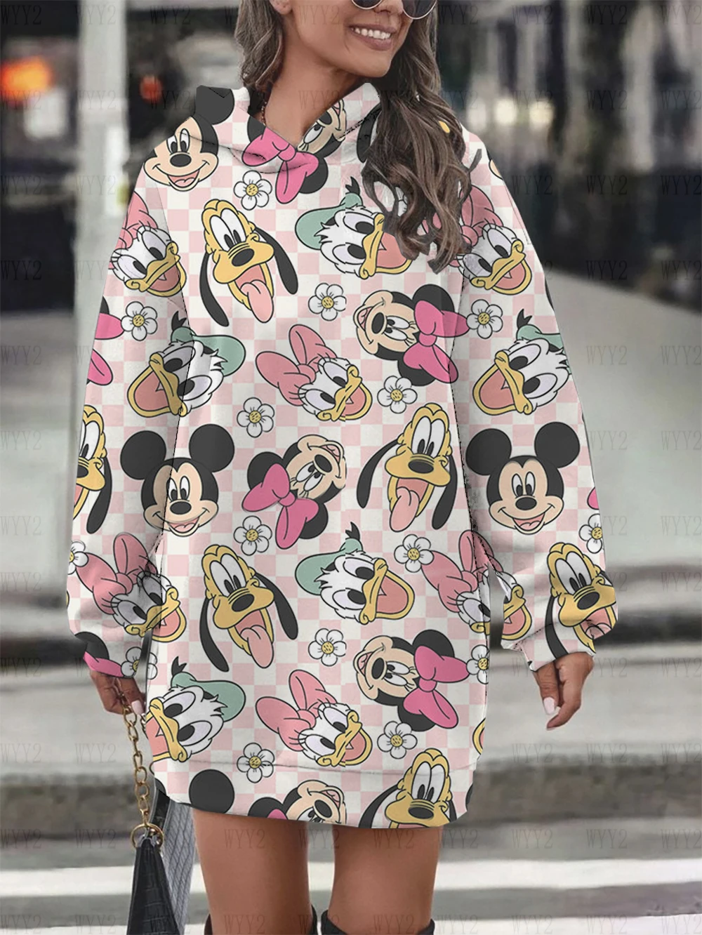 Long sleeve women's elegant autumn and winter hoodie Disney Marie cat print party dress 2024 new street fashion hoodie