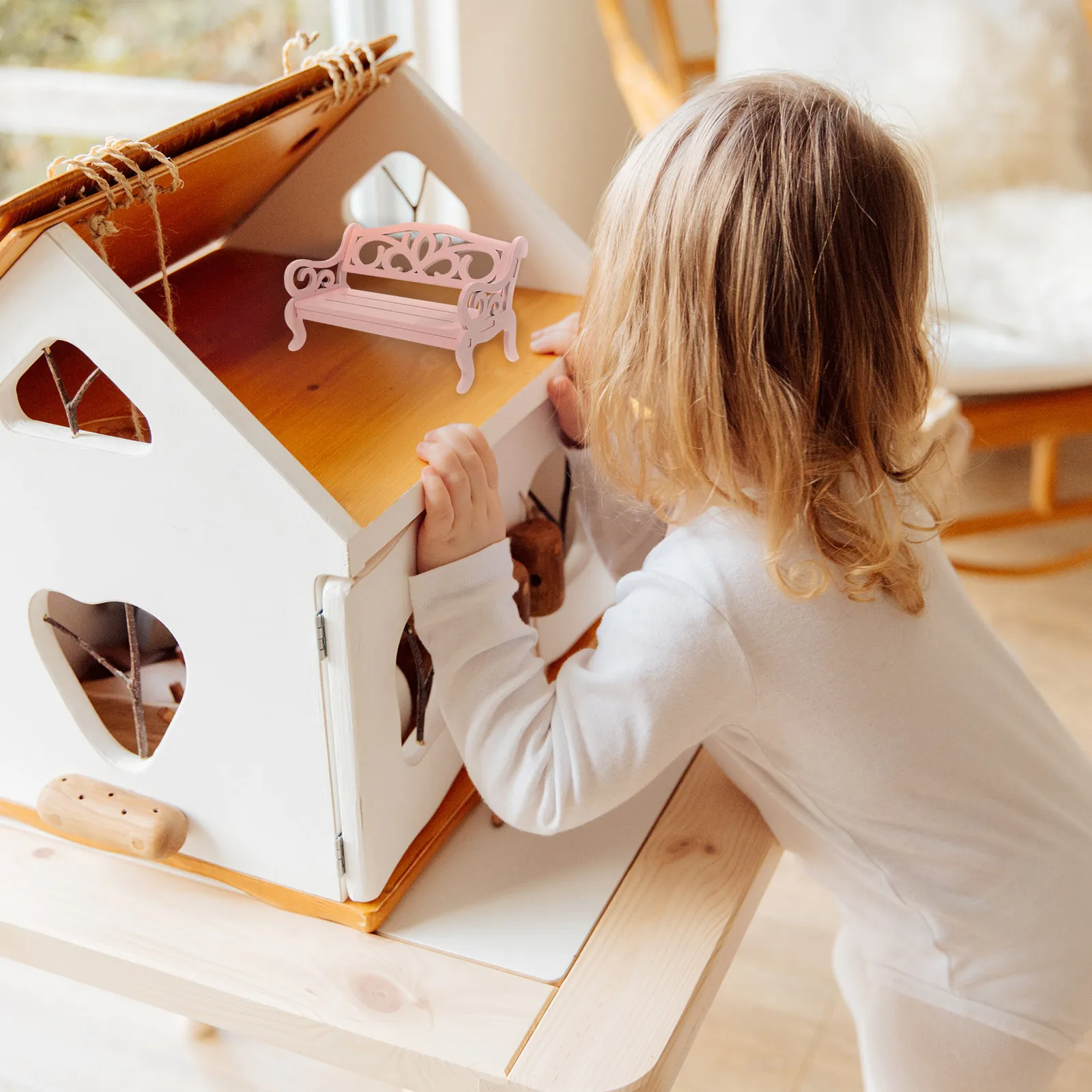 

2Pcs Pink Mini Chair Decorative Miniature Furniture Adorable Mini House Accessory Smooth Surface Compact Size Furniture