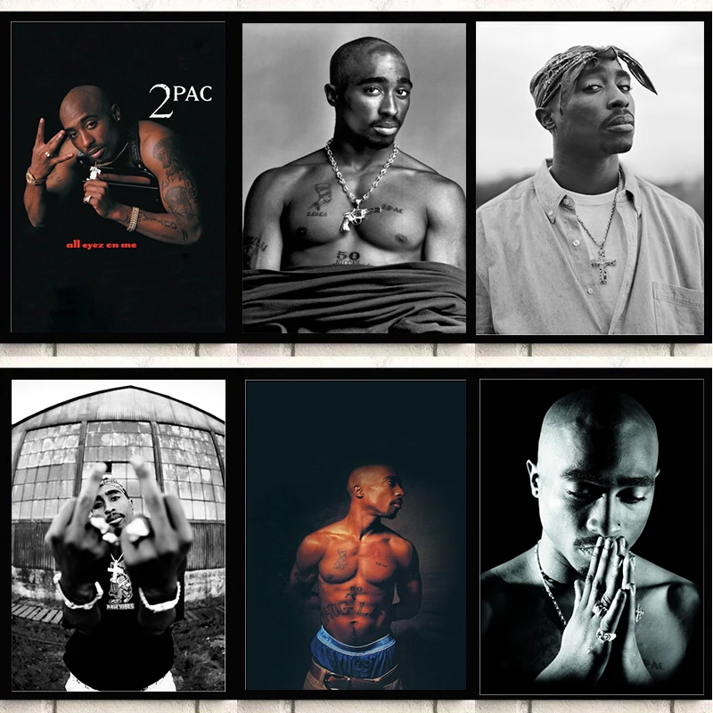 Pop Rapper Tupac Shakur 2pac Portrait Modern Artwork Posters Canvas Painting Prints Wall Art Picture for Home Room Decor Gifts