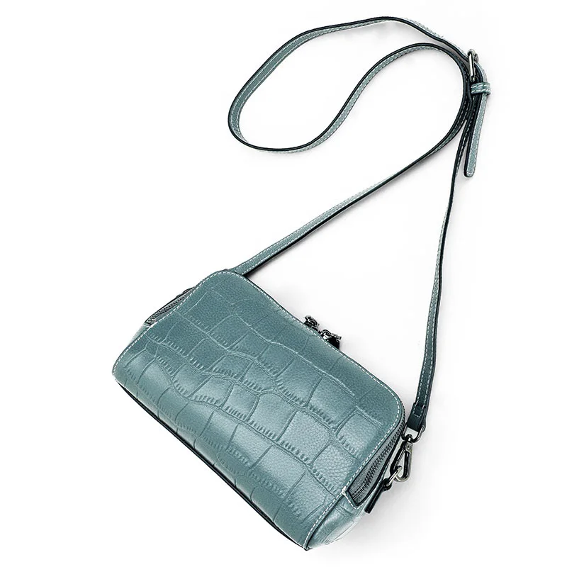 Aidrani  Genuine leather crossbody bag, cowhide women\'s bag, crocodile patterned shoulder bag