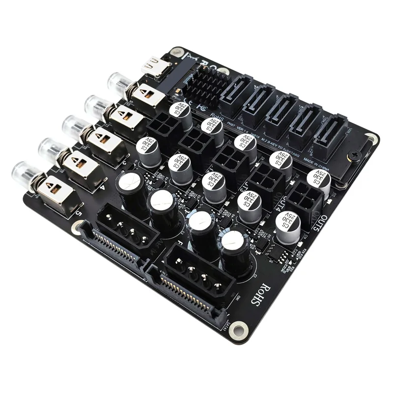 2x SATA + 2x 4Pin to ATX Quad 4Pin 5/12V Power Supply Breakout Board Module Adapter Power Control Switch Switcher for HDD CD-ROM