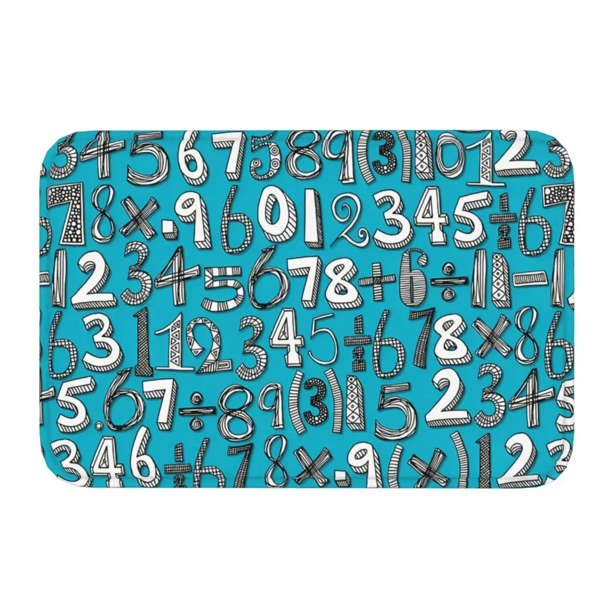 Bedroom Mat Math Doodle Blue Rug Home Doormat Living Room Carpet Decor