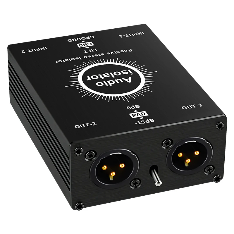Boîtier d'isolation audio XLR 6.35 HiFi stéréo, isolateur de boucle de masse/filtre anti-bruit/éliminateur de bruit pour système audio, élimine le bruit