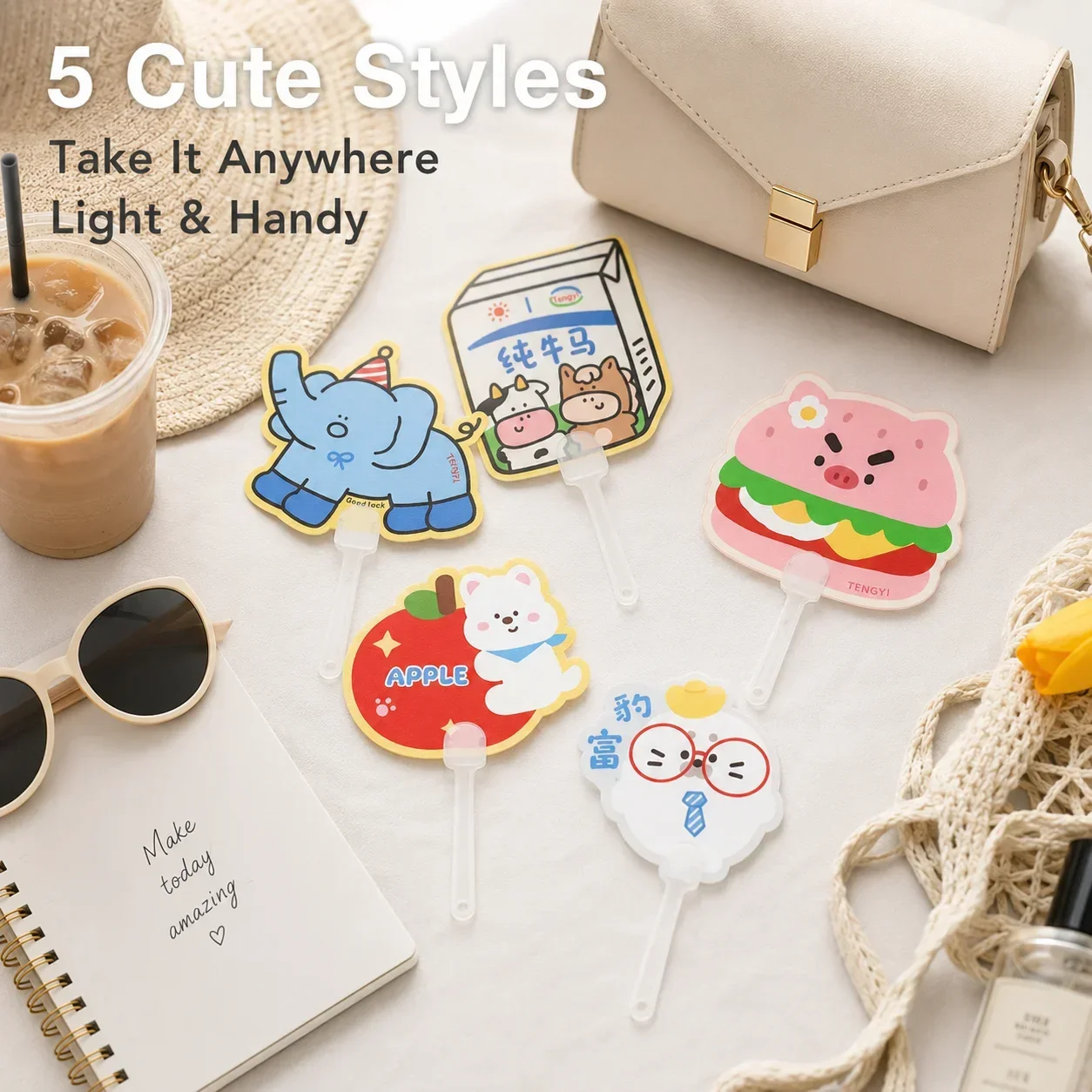 Cartoon Handheld Cooling Fan, Special Irregular Shape Vivid Print, Lightweight Portable Summer Gadget for Girls