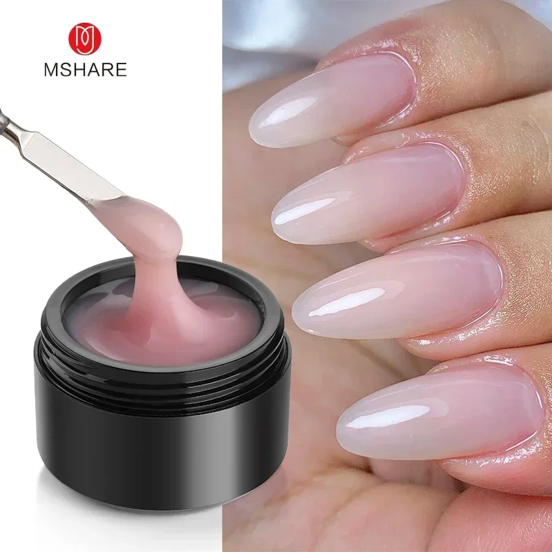 MSHARE 50 ml Natural Nails Gel Builder Nalil Tpo Free Selbstnivellierendes Gel für die Nagelverlängerungskonstruktion Pink Shade UV-LED-Gel